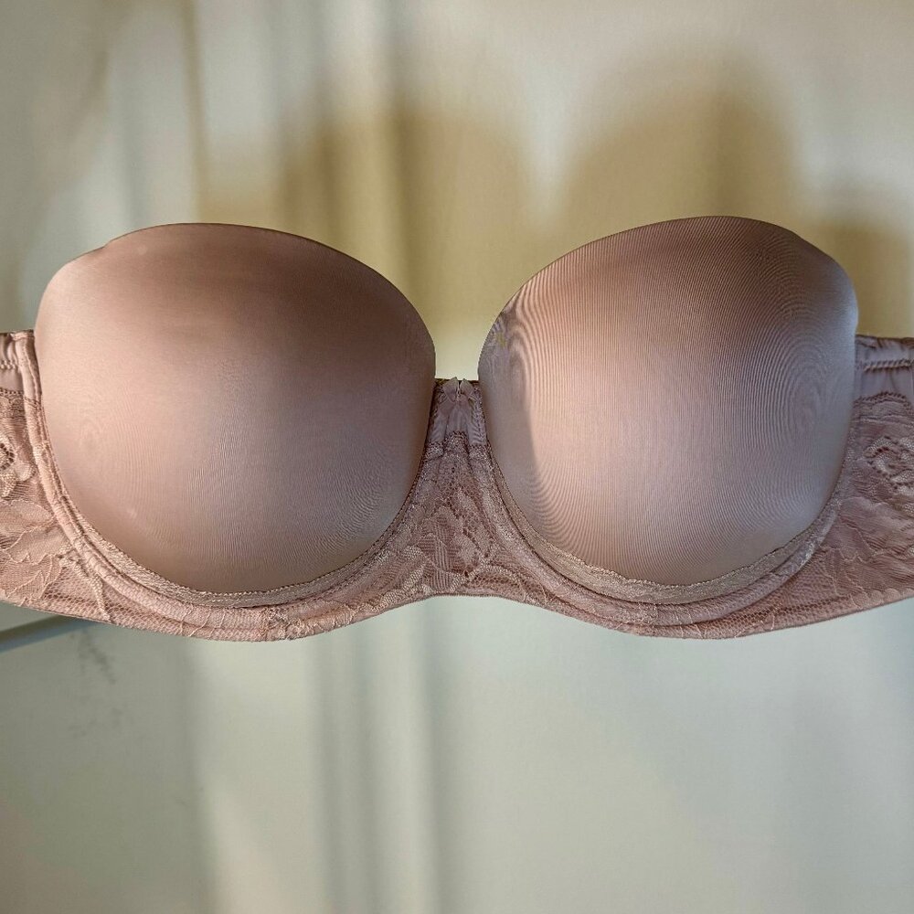 Torrid Curve Bombshell Everyday Strapless Pushup Bra Rose Dust Size 42B